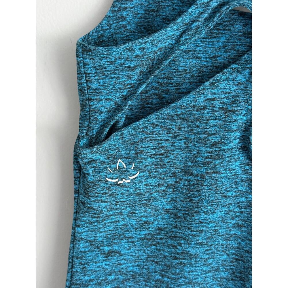 Beyond Yoga Women Tank Top Size M Teal Blue Heather Cross Back Cutout USA - Picture 5 of 7
